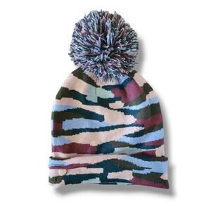 Express Colorful Camo Pom Pom Beanie